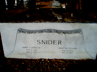 Photo of headstones/James Lafayette Snider 1847-1935 hdstn Oak Grove Cem Walnut Springs TX